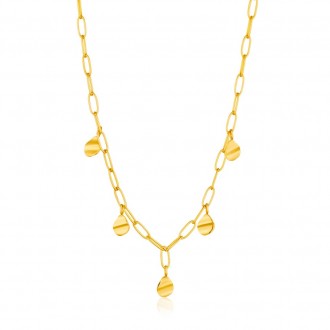 Gold Crush Drop Discs Necklace